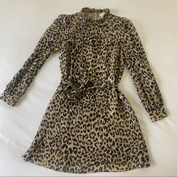 Kate Spade Long sleeve leopard print dot minidress size small - Picture 8 of 10